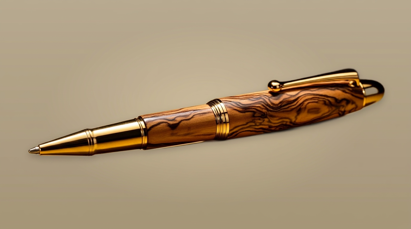Handcrafted olivewood with gold pen